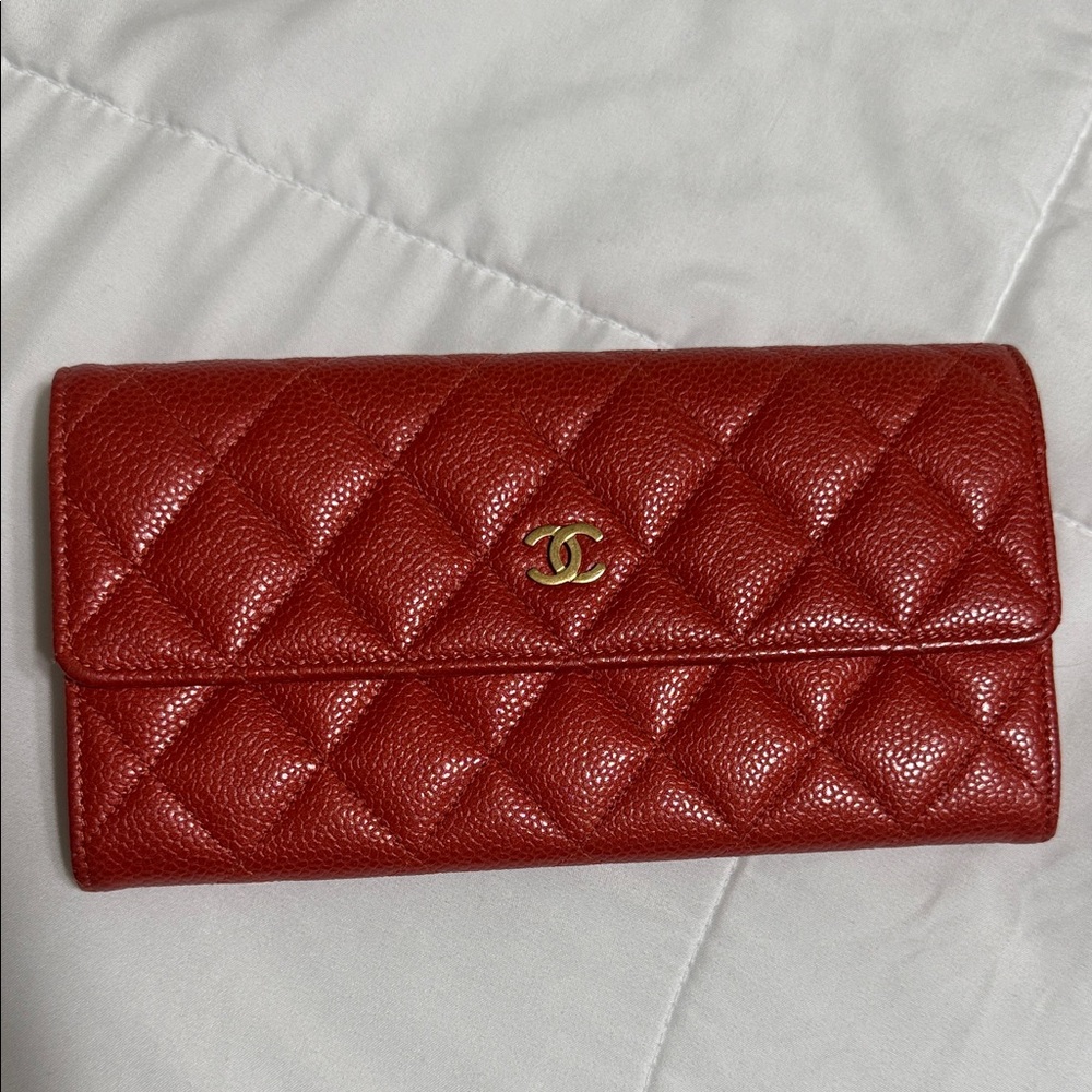CHANEL Scarlet Quilted Wallet